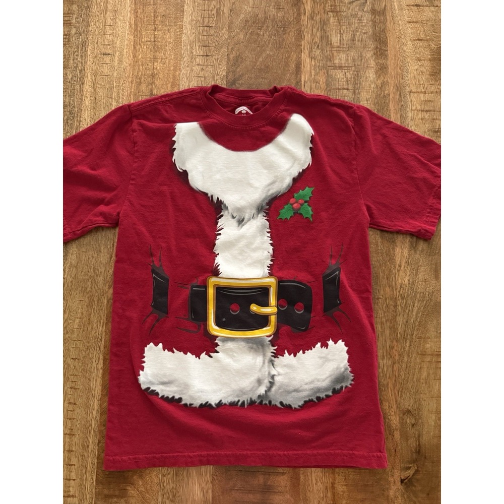 Holiday Time Kids L 10-12 Santa Suit T Shirt Christmas Costume Graphic Red